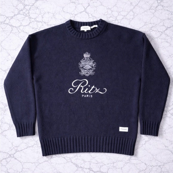 Frame Denim Sweaters - Frame Ritz Cashmere Crewneck Sweater in Navy Blue Large AUTHENTIC